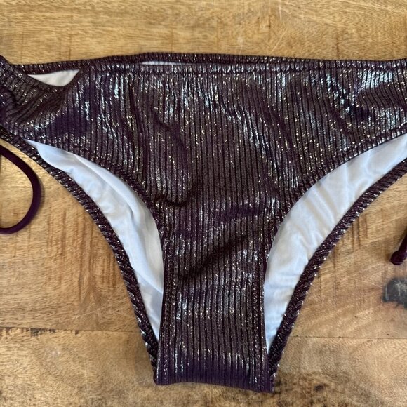 Victoria's Secret PINK Side-Tie Mini Cheekster Bikini Bottom - Burgundy  L NWT - Picture 2 of 10